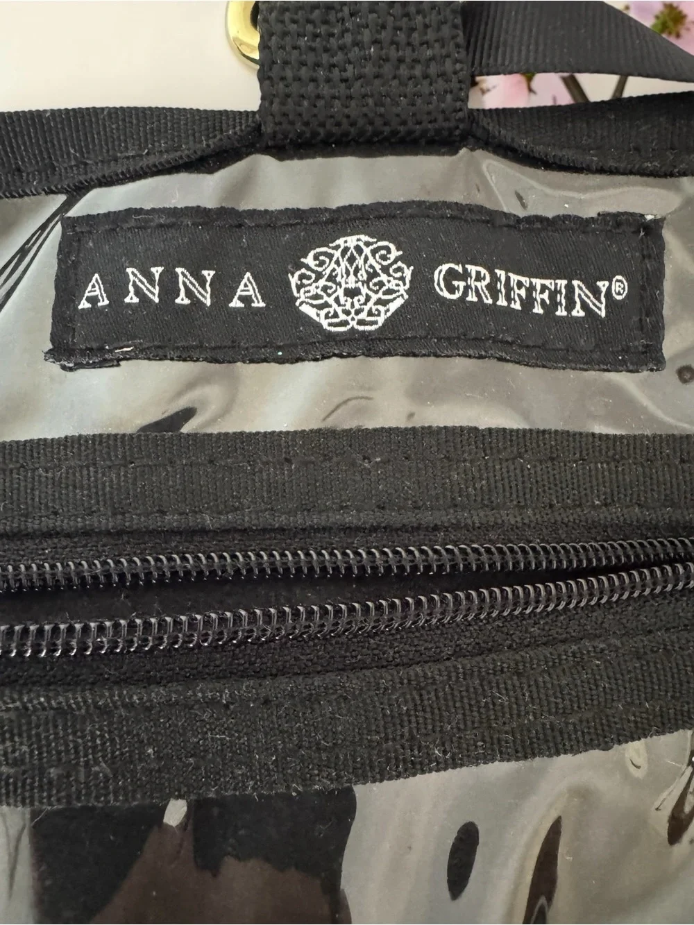 Beautiful Anna Griffin Black Floral Tri-Fold Hanging Cosmetic Organizer